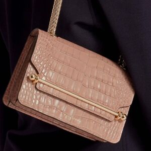 Strathberry East/West Mini Embossed Croc Peony Handbag